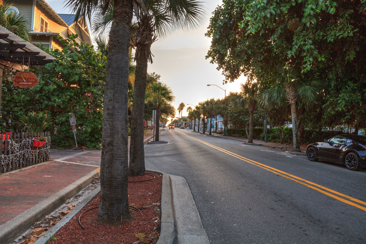 Business district in New Smyrna Beach, Florida